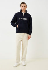 TH EMB HLFGR COTTON FLEECE ZIP-UP (NAVY BLUE)