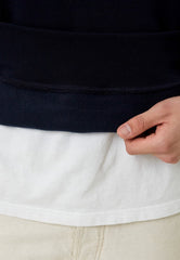 TH EMB HLFGR COTTON FLEECE ZIP-UP (NAVY BLUE)