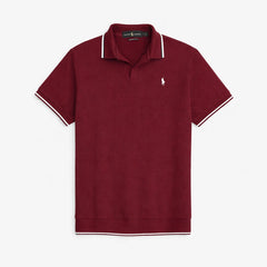 RL PREMIUM MEN'S V NECK BORDER POLO SHIRT (MAROON)