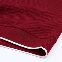 RL PREMIUM MEN'S V NECK BORDER POLO SHIRT (MAROON)