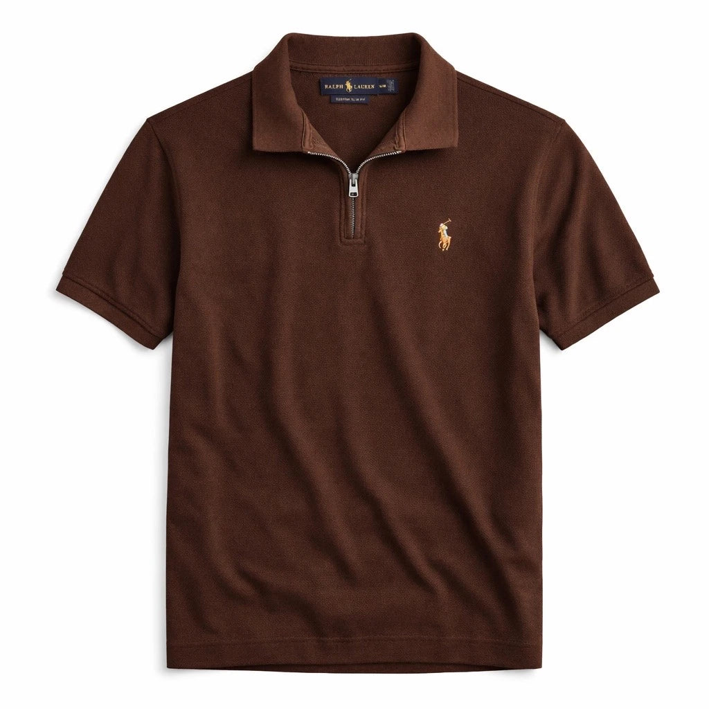 RL PREMIUM MEN'S MULTI ZIPPER POLO SHIRT (CHOCLATE BROWN)