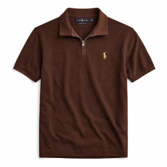 RL PREMIUM MEN'S MULTI ZIPPER POLO SHIRT (CHOCLATE BROWN)