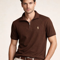 RL PREMIUM MEN'S MULTI ZIPPER POLO SHIRT (CHOCLATE BROWN)