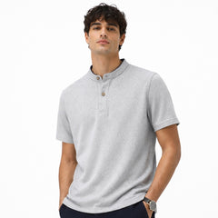 Z.A.R.A WAFFLE KNIT HENLEY T-SHIRT (HEATHER GREY)