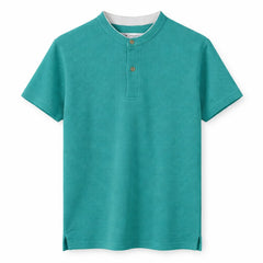Z.A.R.A WAFFLE KNIT HENLEY T-SHIRT (TEAL)