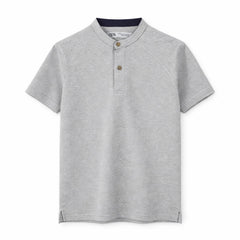 Z.A.R.A WAFFLE KNIT HENLEY T-SHIRT (HEATHER GREY)