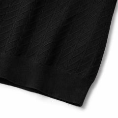 COTTON EAGLE V JHONNY COLLAR CABLE KNIT POLO SHIRT (BLACK)