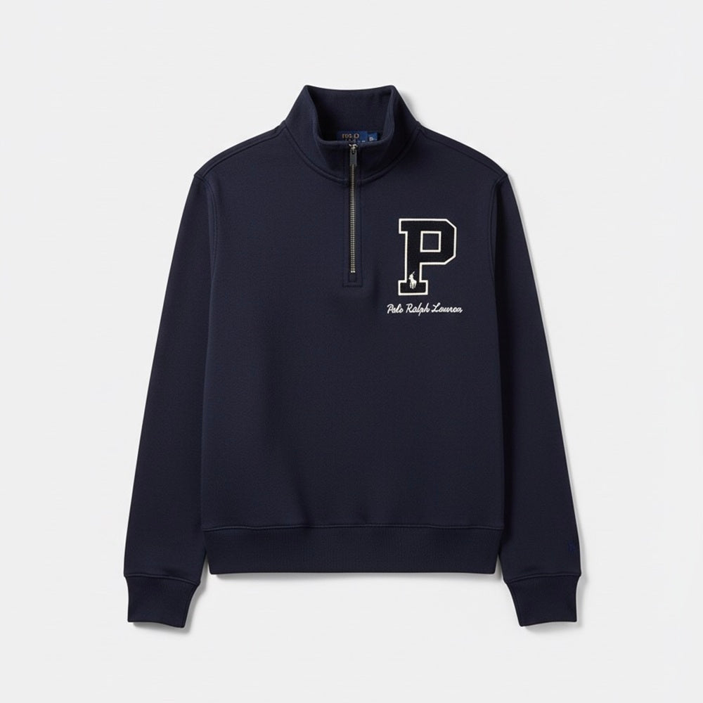 RL PREMIUM P LOGO COTTON FLEECE ZIP-UP (NAVY BLUE)