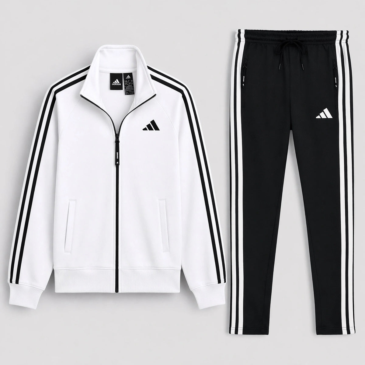 ADDAS EDGE LINE POLYESTER FLEECE TRACKSUIT (WHITE&BLACK)