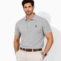 RL Premium Small Pony Pique Cotton Polo Shirt (Heather Grey)
