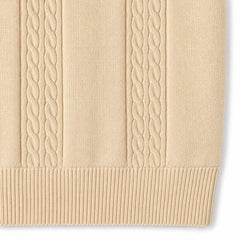 COTTON EAGLE MEN'S JOHNNY COLLAR CABLE KNIT POLO SHIRT (BEIGE)