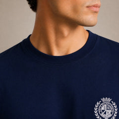 RL RELAXED FIT COTTON JERSEY GRAPHIC T-SHIRT (NAVY BLUE)