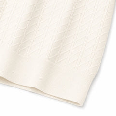 COTTON EAGLE V JHONNY COLLAR CABLE KNIT POLO SHIRT (OFF-WHITE)