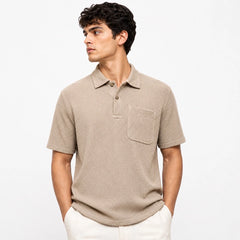Z.A.R.A WAFFLE KNIT RELAXED FIT POLO SHIRT (DESERT SAND)