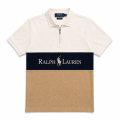 RL TWO TONE QUATER ZIPPER POLO SHIRT (SKIN)