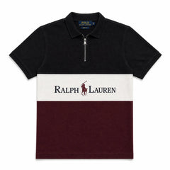 RL TWO TONE QUATER ZIPPER POLO SHIRT (BLACK&MAROON)
