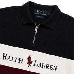 RL TWO TONE QUATER ZIPPER POLO SHIRT (BLACK&MAROON)