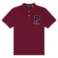 RL P LOGO COTTON PIQUE POLO SHIRT (MAROON)