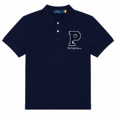 RL P LOGO COTTON PIQUE POLO SHIRT (NAVY BLUE)