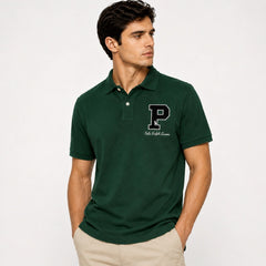 RL P LOGO COTTON PIQUE POLO SHIRT (DK GREEN)