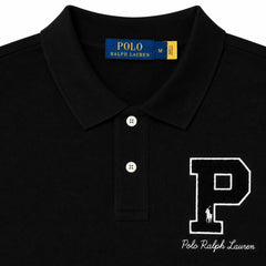 RL P LOGO COTTON PIQUE POLO SHIRT (BLACK)