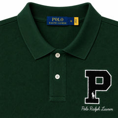 RL P LOGO COTTON PIQUE POLO SHIRT (DK GREEN)
