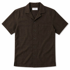 COTTON EAGLE RELAXED FIT IRISH LINEN SHIRT (ESPRESSO BROWN)