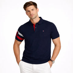 TH PREMIUM SLEEVE STRIPE POLO SHIRT (NAVY BLUE)