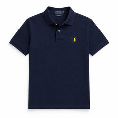 RL SMALL PONY PIQUE COTTON POLO SHIRT (NAVY BLUE)