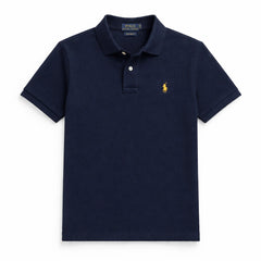 RL Premium Small Pony Pique Cotton Polo Shirt (Navy Blue)