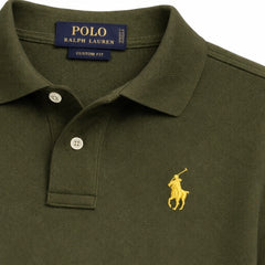 RL Premium Small Pony Pique Cotton Polo Shirt (Olive Green)