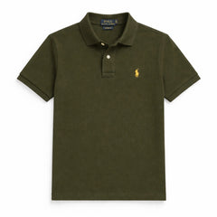 RL Premium Small Pony Pique Cotton Polo Shirt (Olive Green)