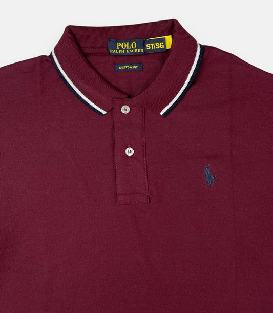 RL Small Pony Tipped Collar Polo Shirt (Mehroon)