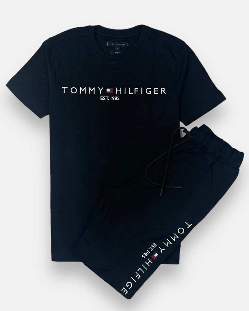 Tommy Premium Cotton Tracksuit (Black)