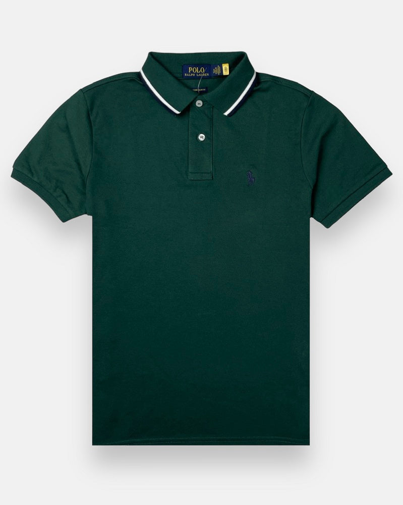 RL Small Pony Tipped Collar Polo Shirt (Green)