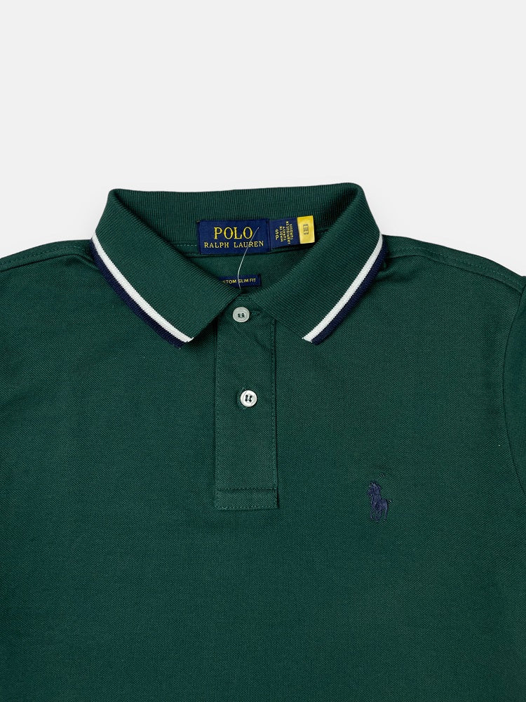 RL Small Pony Tipped Collar Polo Shirt (Green)