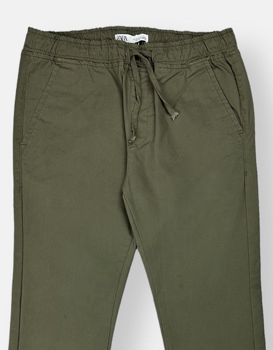 Z.A.R.A Premium Cotton Waist Jogger Trouser (Olive Green)