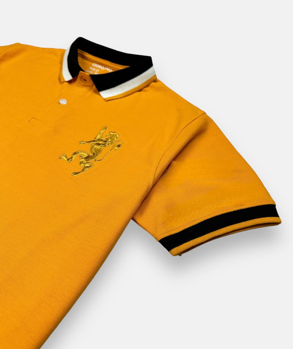 GRDNO Premium Tipping 3D Lion polo Shirt Mustard