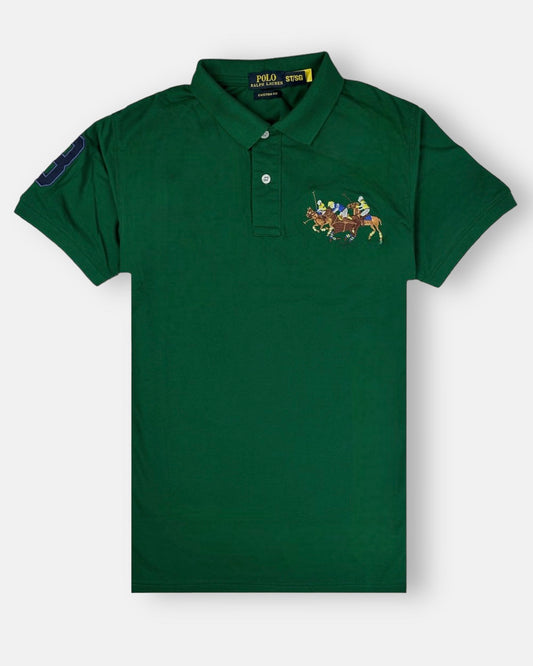 RL 3 Multi Horse Polo Shirt Green