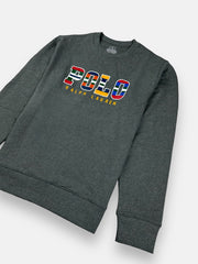 RL Multi Polo Cotton Terry Sweatshirt Charcoal Grey