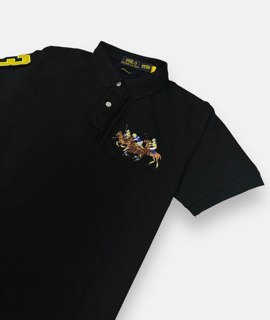 RL 3 Multi Horse Polo Shirt Black