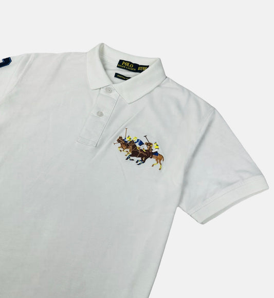 RL 3 Multi Horse Polo Shirt White