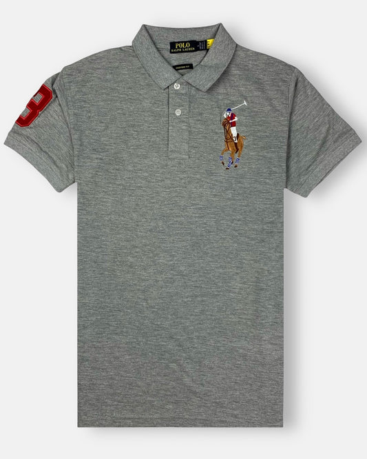 RL Premium Big Horse Polo Shirt (Heather Grey)