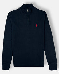 RL small Pony Thermal Mockneck Zip-Up (Dark Navy)