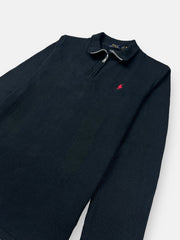 RL small Pony Thermal Mockneck Zip-Up (Dark Navy)