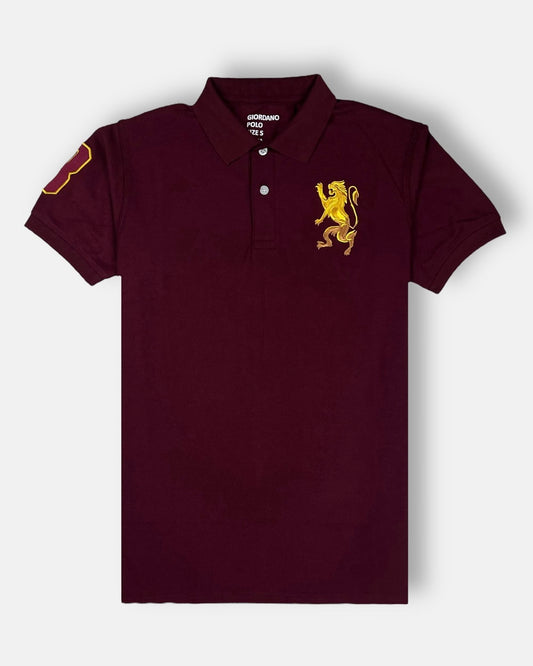 GRDNO Premium 3D Lion polo Shirt Maroon