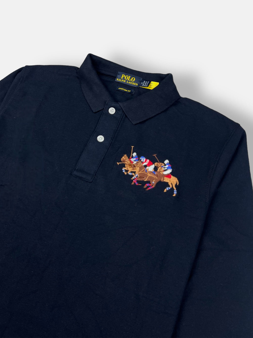 RL 3 Horses Full-Sleeve Polo Shirt (Navy Blue)