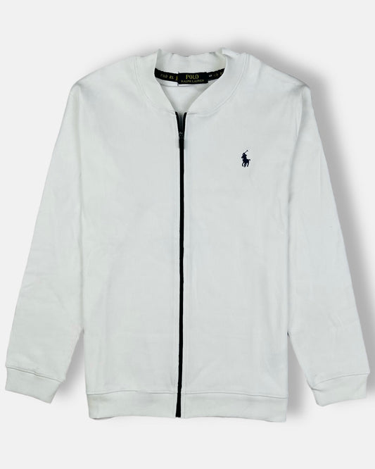 RL Premium RIB fabric Zip Up Jacket White