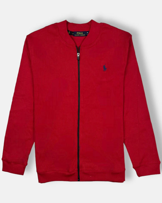 RL Premium RIB fabric Zip Up Jacket Red