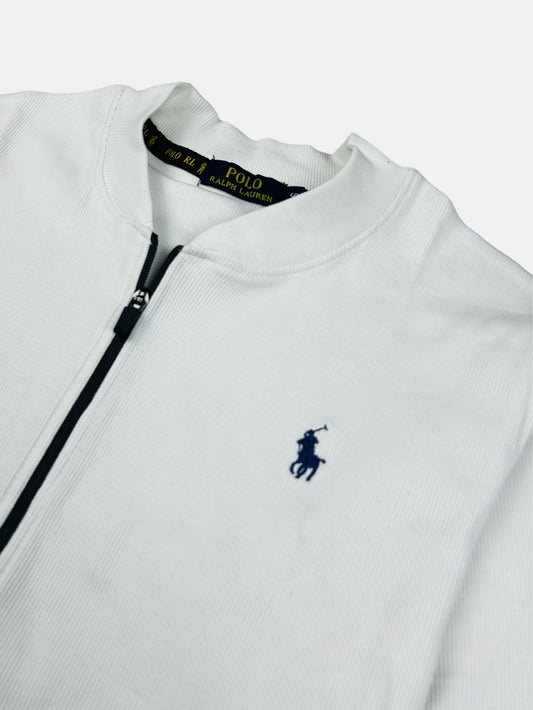 RL Premium RIB fabric Zip Up Jacket White